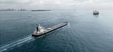 Two oil tankers sail to or from their destination